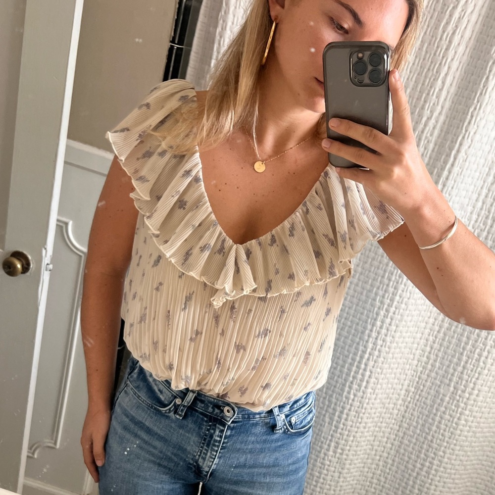 GANNI Pleated Georgette Top.